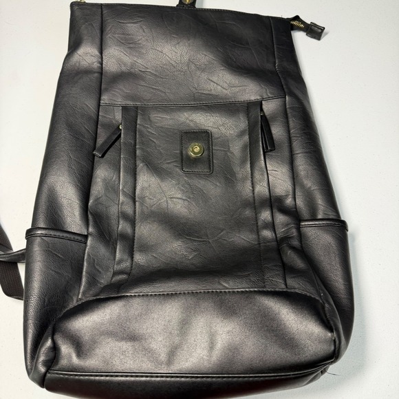 Madden Girl Backpack Faux Leather Foldover Flap Gold Hardware Sleek Urban main image 7
